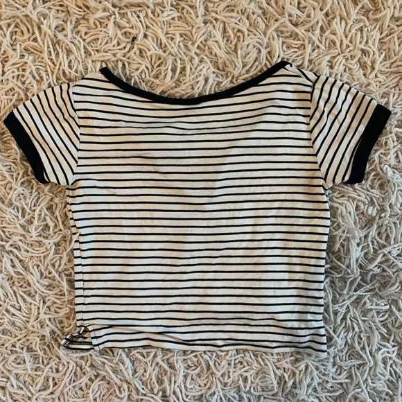 Empyre Striped Lace Up Cropped Tee - Picture 3 of 4